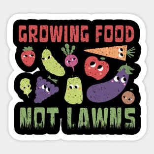 Growing Food Not Lawns Distressed Fruit Vegetable Funny Cute Permaculture Vintage Sticker